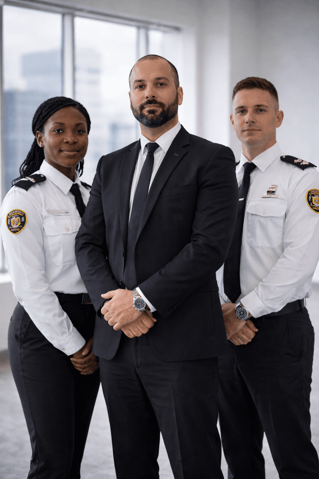 Professional security guard team standing together